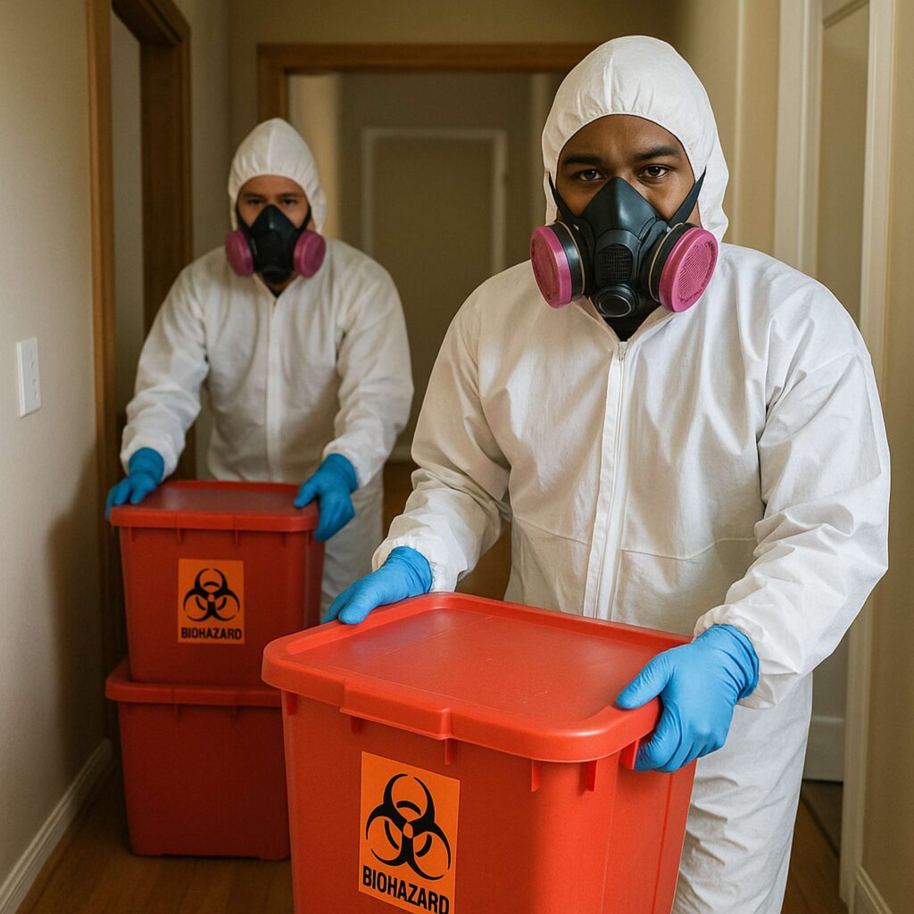 See how our biohazard cleanup company in Rockford removes hazardous substances at a customers house in Rockford IL after a death had happened.