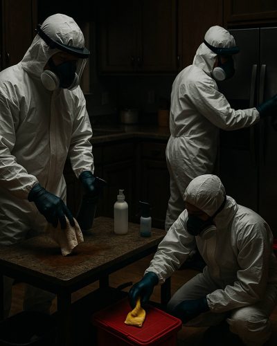 You can see here our trauma cleanup technicians completing a crime scene cleanup at a customers home in Rantoul IL.